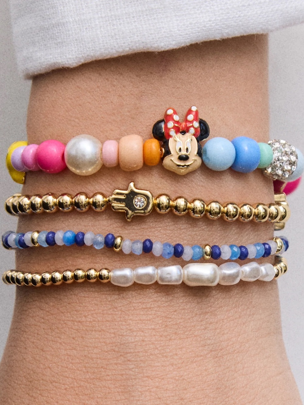 BaubleBar Disney Minnie Mouse Beaded Multicolored Charm Bracelet New - Picture 4 of 4